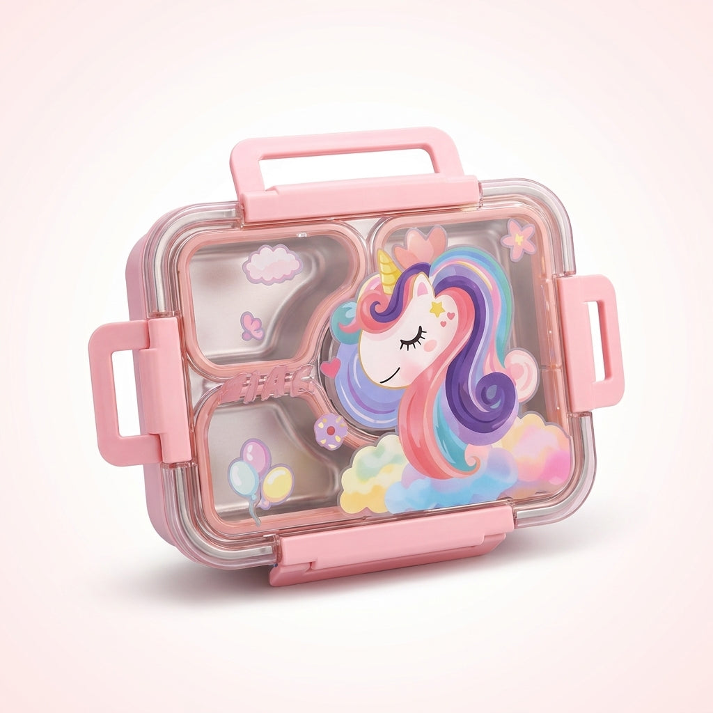Pink Lunch Box 4 Compartment — Bottles & Lunch